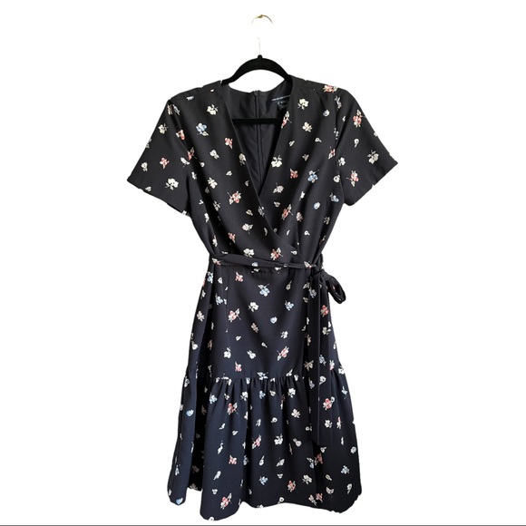 FRENCH CONNECTION FRIDA ARMOISE CREPE Faux WRAP DRESS 10 - Picture 2 of 11